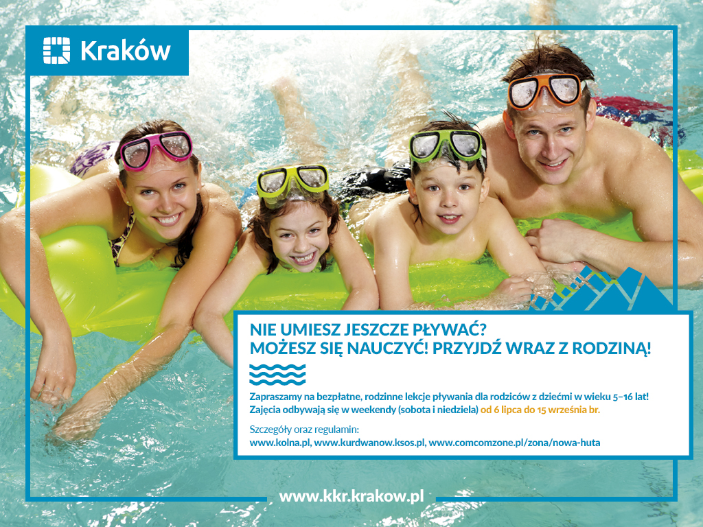 plakat Lekcje pływania dla rodziców z dziećmi od 5 do 16 lat